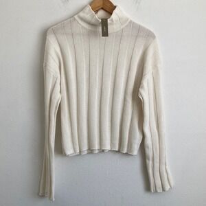 J. Crew Ribbed Mockneck Sweater Small Women's Cream Cowl Neck Sweater